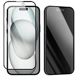Avizar Verre Trempé pour iPhone 15 Pro Max Anti-espion Dureté 9H Noir Transparent