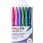 PENTEL Pochette de 6 Feutres Pinceau Brush Sign Pen 6 Coloris Tendance