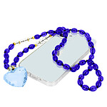 Avizar Bijou Téléphone Bracelet Perles Ovales et Cœur 80cm Collection Romeo Bleu marine