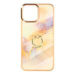 Avizar Coque iPhone 13 Mini Bi-matière avec Bague de maintien Motif marbre - rose