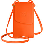 Avizar Pochette Bandoulière Smartphone avec Rangement carte Simili cuir  orange