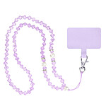Avizar Cordon pour Smartphone Universel Coque et Étui Pendentif avec perles 74cm violet