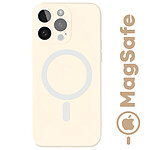 Avizar Coque Magsafe pour iPhone 15 Pro Max Silicone Souple Soft touch  Blanc cassé