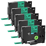 5 Rubans TZe-721 Noir sur Vert cassette recharge pour étiqueteuse Brother