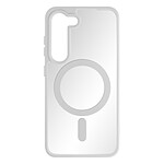 Avizar Coque MagSafe pour Samsung Galaxy S23 Dos Rigide Contour Silicone Mat  Blanc