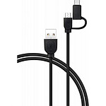 BigBen Connected Câble 2 en 1 USB A/micro USB & USB C 1,2m Noir