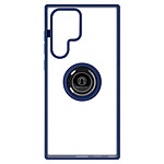 Avizar Coque pour Samsung Galaxy S22 Ultra Bi-matière Bague Métallique Support Vidéo  bleu