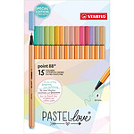 STABILO set de 15 stylos-feutres pointe fine point 88 coloris pastel