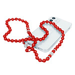 Avizar Bijou de Téléphone Bracelet à Perles Rondes Collection Glam rouge Translucide