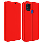 Avizar Housse Samsung Galaxy A21s Étui Folio Portefeuille Fonction Support rouge