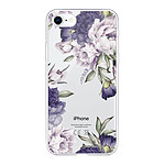 LaCoqueFrançaise Coque iPhone 7/8/ iPhone SE 2020/ 2022 silicone transparente Motif Pivoines Violettes ultra resistant