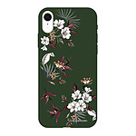 LaCoqueFrançaise Coque iPhone Xr Silicone Liquide Douce vert kaki Fleurs Sauvages