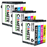 COMETE  - Marque Française - 18XL - 12 Cartouches compatibles Epson 18 XL T18XL T1815 - Noir et Couleur