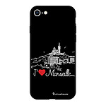 LaCoqueFrançaise Coque iPhone 7/8 Silicone Liquide Douce noir J'aime Marseille