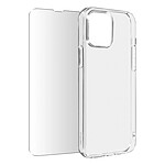 Avizar Coque iPhone 13 Silicone Souple Film Verre Trempé 9H Transparent