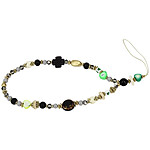 Avizar Bracelet pour Téléphone 30cm Perles Noir, Croix, Coeur, Perle Nacrée + Dragonne