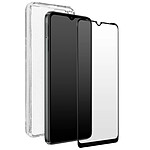 Bigben Coque pour Motorola E22i et E22 Silicone Souple Transparente + Verre Trempé 9H Noir