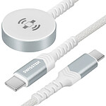 Swissten Câble Chargeur Magnétique Apple Watch + USB-C Connecteur USB-C Blanc