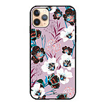 LaCoqueFrançaise Coque iPhone 11 Pro Silicone Liquide Douce noir Fleurs parme