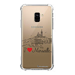 LaCoqueFrançaise Coque Samsung Galaxy A8 2018 anti-choc souple angles renforcés transparente Motif J'aime Marseille