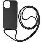 Avizar Coque Cordon pour iPhone 12 et 12 Pro Semi-rigide Lanière Tour du Cou 80cm noir