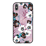 LaCoqueFrançaise Coque iPhone X/Xs Silicone Liquide Douce noir Fleurs parme