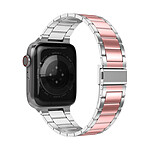 Avizar Bracelet pour Apple Watch 41mm et 40mm et 38 mm Maillons en Acier Inoxydable a Boucle Papillon  Argent et Rose