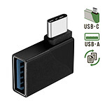 Avizar Adaptateur USB-A Femelle vers USB-C Mâle Prise Coudée 90° Ultra-compact Noir