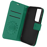 Avizar Étui pour Samsung Galaxy S21 Ultra Portefeuille Support Vidéo Motif Mandala Fleur Vert