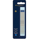 WATERMAN Lot de 3 Recharges pour stylo bille Waterman, pointe moyenne bleue