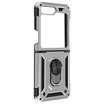 Avizar Coque pour Samsung Galaxy Z Flip 5 Antichoc Hybride Bague Support Magnétique  Argent