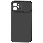 Avizar Coque pour iPhone 12 et 12 Pro Silicone Souple Cache Caméra Coulissant noir