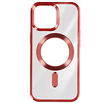 Avizar Coque MagSafe pour iPhone 15 Pro Max Silicone Protection Caméra  Contour Chromé Rouge