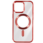 Avizar Coque MagSafe pour iPhone 15 Pro Silicone Protection Caméra  Contour Chromé Rouge