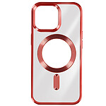 Avizar Coque MagSafe pour iPhone 15 Pro Silicone Protection Caméra  Contour Chromé Rouge
