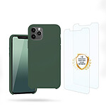 Evetane Coque iPhone 11 Pro Silicone liquide Vert Foret + 2 Vitres en Verre trempé Protection écran Antichocs