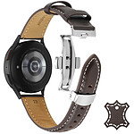 Avizar Bracelet pour Galaxy Watch 5 / 5 Pro / 4 Cuir véritable Boucle Papillon  marron