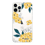 EVETANE Coque iPhone 12/12 Pro 360 intégrale transparente Fleurs jaunes Tendance