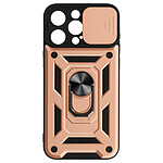 Avizar Coque Antichoc pour iPhone 15 Pro Max Cache Caméra Coulissant Bague rose gold