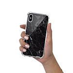 Evetane Coque iPhone X/Xs anti-choc souple angles renforcés transparente Motif Marbre noir