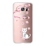 Evetane Coque Samsung Galaxy S7 Edge 360 intégrale transparente Motif Chat et Fleurs Tendance