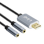 LinQ Adaptateur Splitter USB vers 2 Jack 3.5mm Audio et Micro U3532  Gris