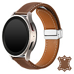 Avizar Bracelet pour Galaxy Watch 5 / 5 Pro / 4 Cuir Fermoir Boucle Magnétique  marron