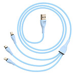 LinQ Câble USB vers Micro-USB et Lightnint 1.2m Compatible Android et iOS  Bleu