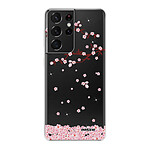 Evetane Coque Samsung Galaxy S21 Ultra 5G silicone transparente Motif Chute De Fleurs ultra resistant