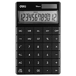 DELI Calculatrice moderne 12 chiffres solaire et pile noir