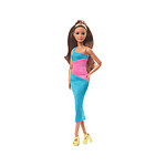 Barbie Signature - Poupée Looks Model 15 Brunette Ponytail, Turquoise/Pink Dress