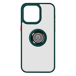 Avizar Coque pour iPhone 15 Pro Max Bi-matière Bague Métallique Support Vidéo  Vert