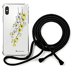 LaCoqueFrançaise Coque cordon iPhone X/Xs noir Dessin Fleurs Cerisiers