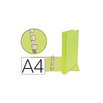 LIDERPAPEL Classeur 4 anneaux ronds 25mm a4 carton rembordé pvc coloris vert pistache x 20